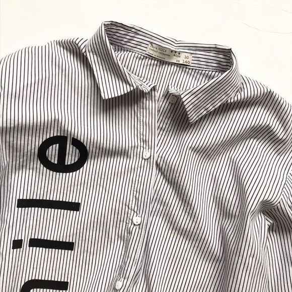 Zara oversized stripe button up shirt EUC 10Y - Picture 2 of 6